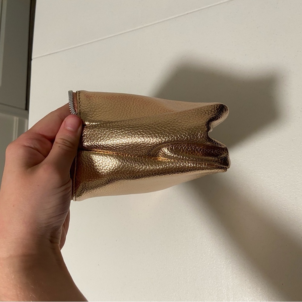 NWT | Nordstrom women’s gold wristlet metallic makeup bag purse zip accessory - Picture 6 of 6